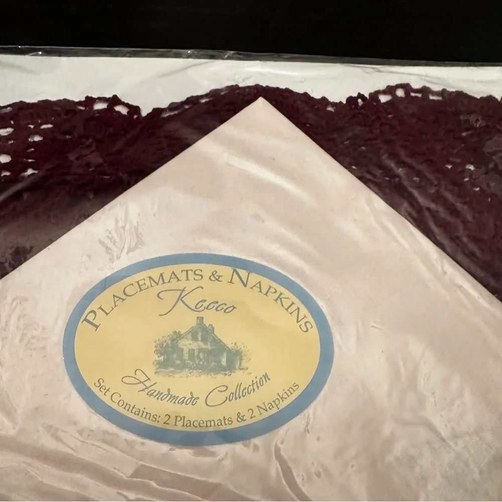 Vintage Keeco Placemats And Napkins Wine Burgundy Set Of 2 SEALED
